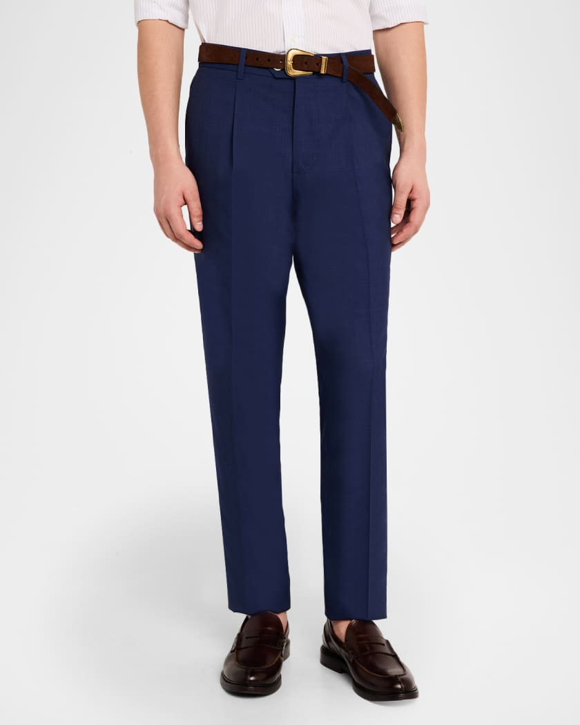 BRUNELLO CUCINELLI Leisure fit ワークパンツ Brunello Cucinelli Men's Virgin Wool Leisure-Fit Pleated Trousers