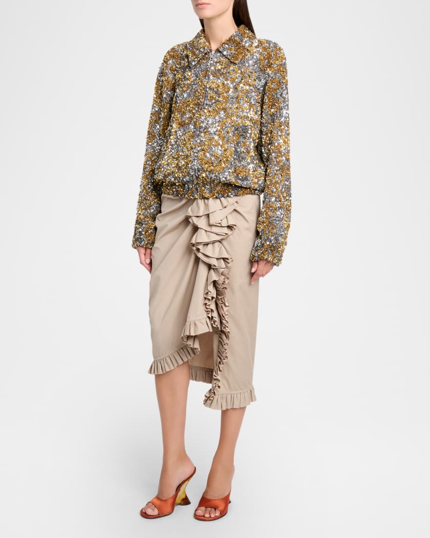 Dries Van Noten 100mm Satin Wedge Mules | Neiman Marcus