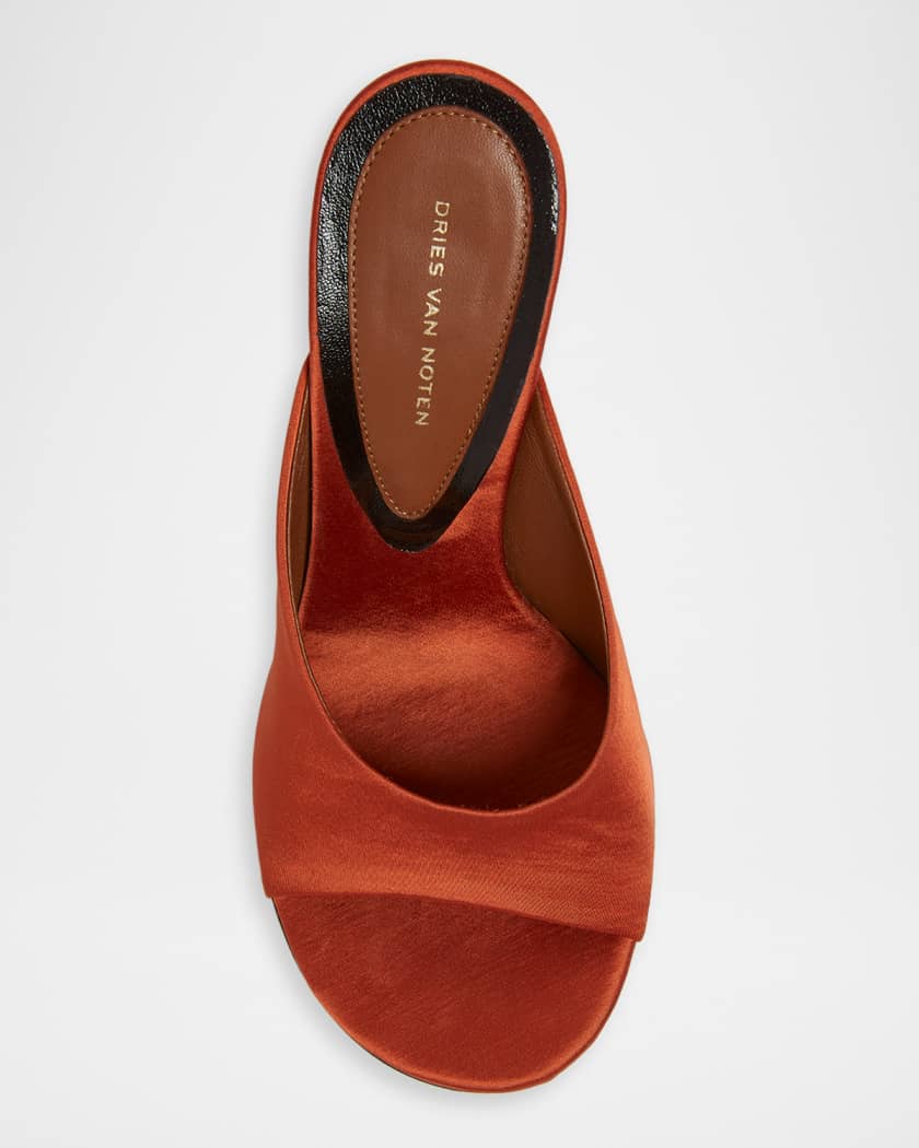 Dries Van Noten 100mm Satin Wedge Mules | Neiman Marcus