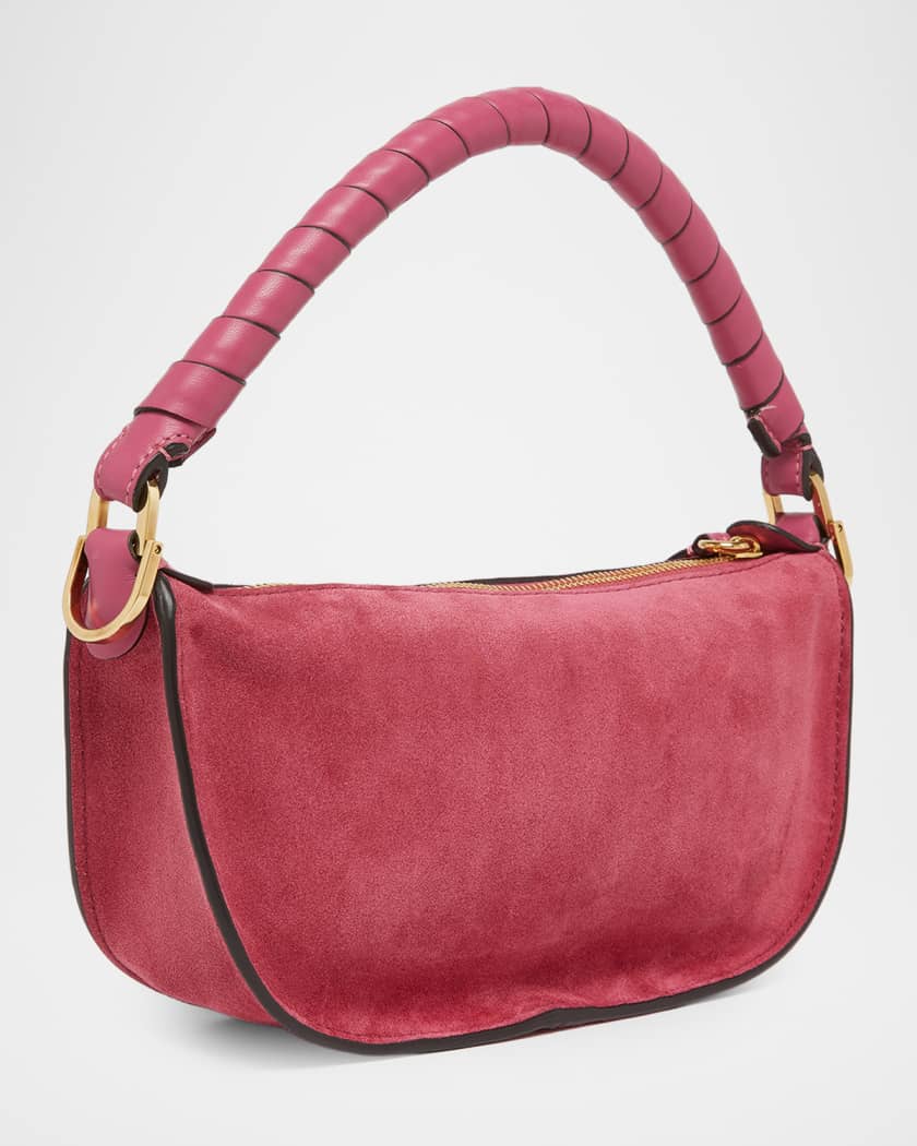 Chloe Marcie Mini Saddle Crossbody Bag in Suede | Neiman Marcus