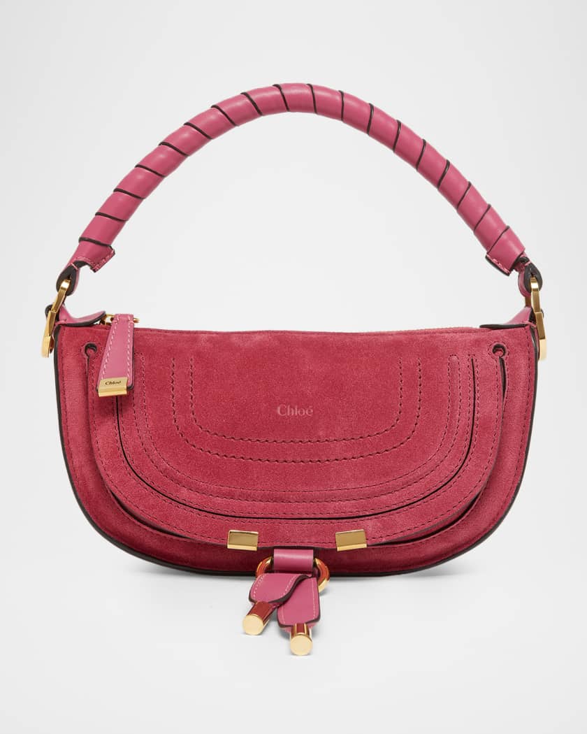 Chloe Marcie Mini Saddle Crossbody Bag in Suede | Neiman Marcus