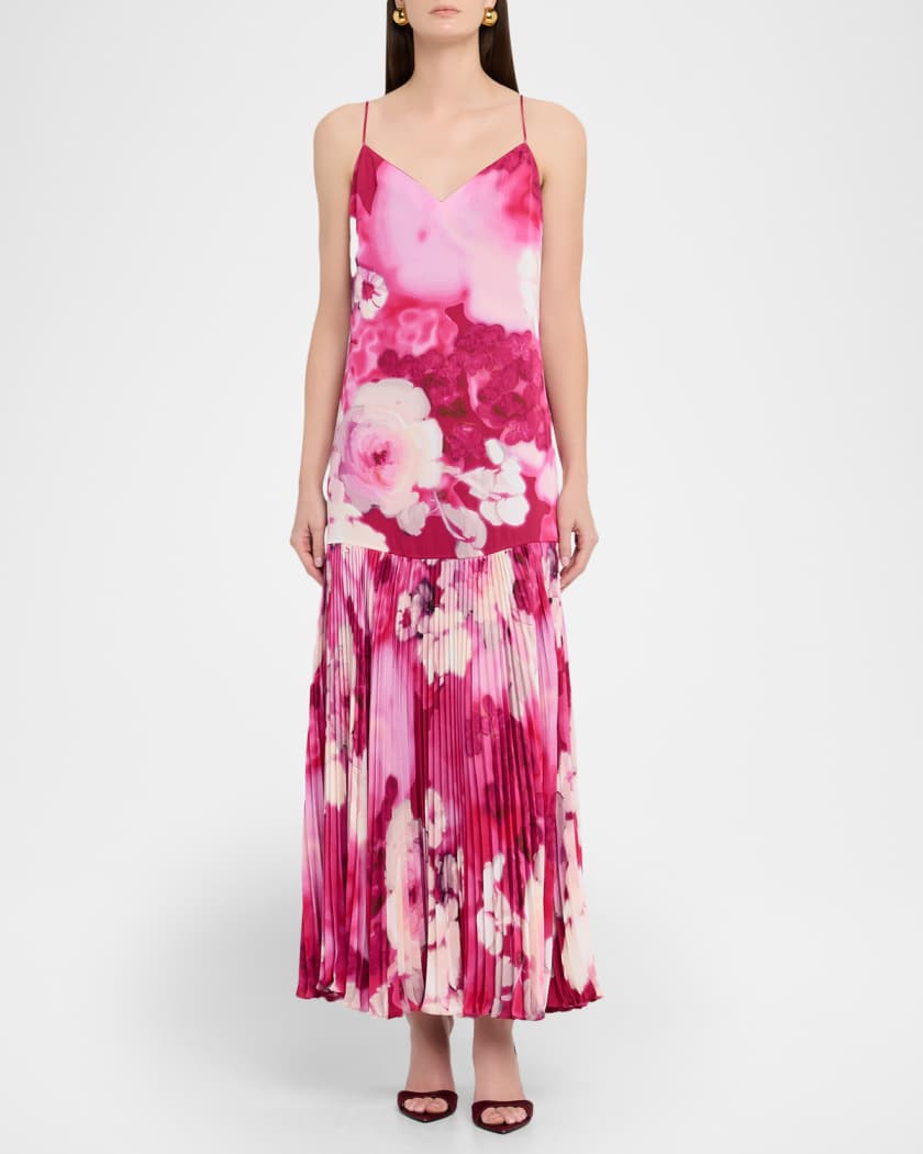 Ungaro Camden Pleated Floral-Print Maxi Dress | Neiman Marcus