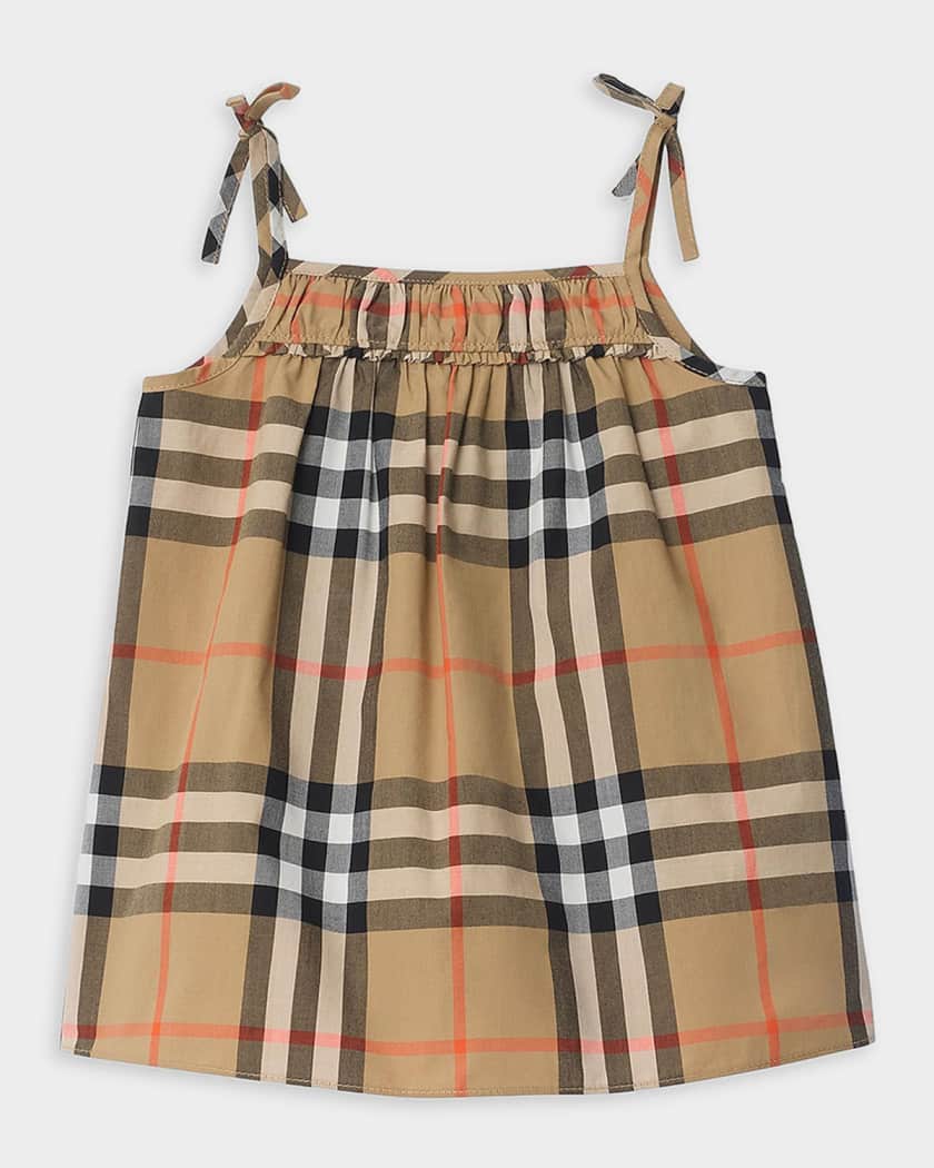 Burberry Girl's Check Cotton Dress with Bloomers, Size 1M-18M