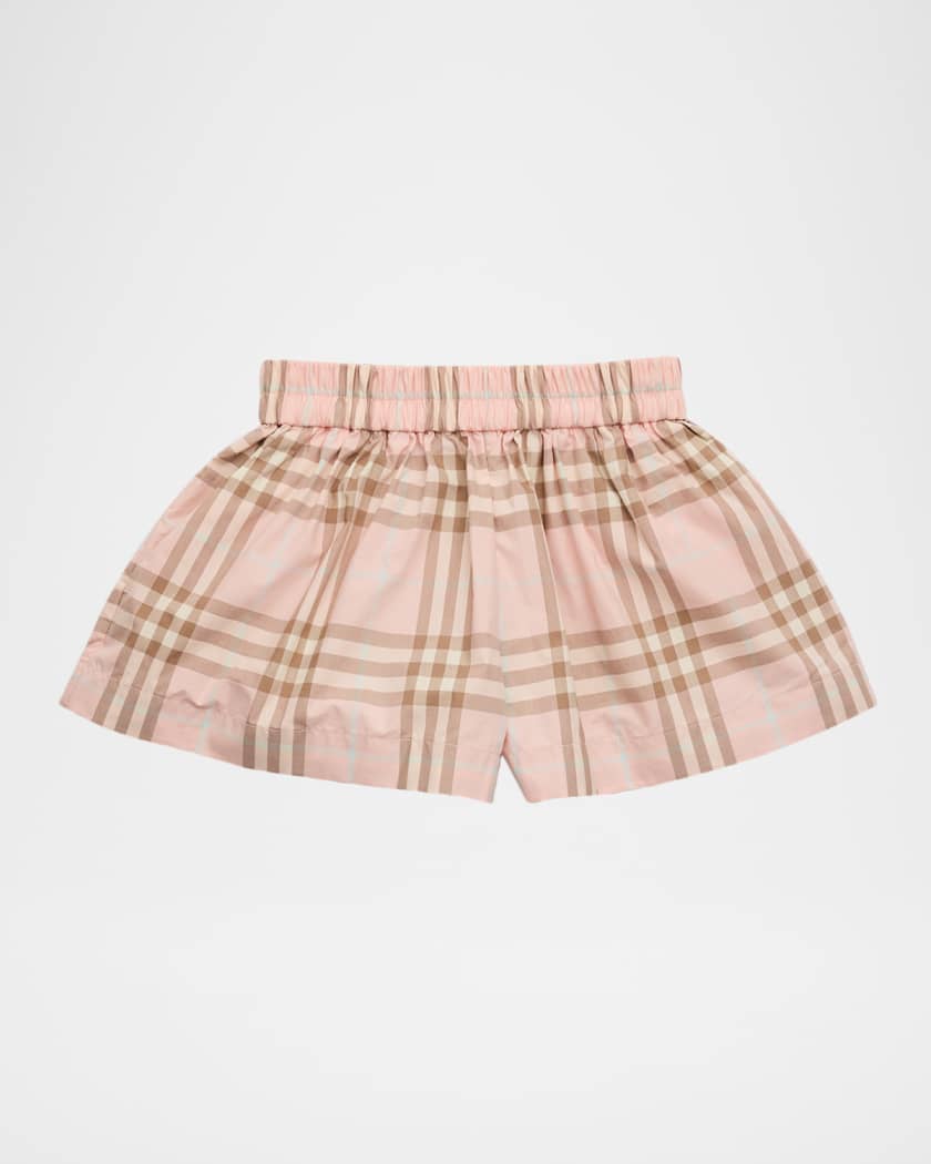 Burberry Girl's Wide-Leg Check Cotton Shorts, Size 6M-3 | Neiman