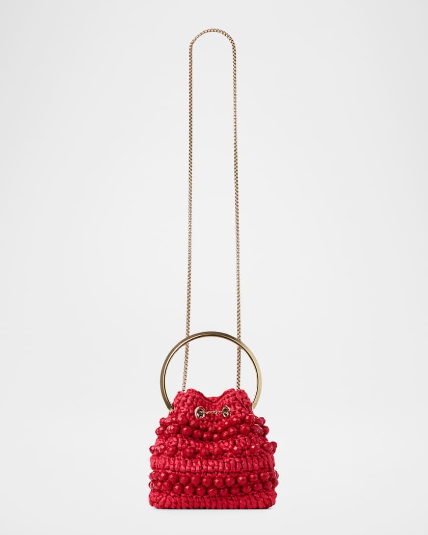 Jimmy Choo Riviera Bon Bon Beaded Raffia Top-Handle Bag | Neiman