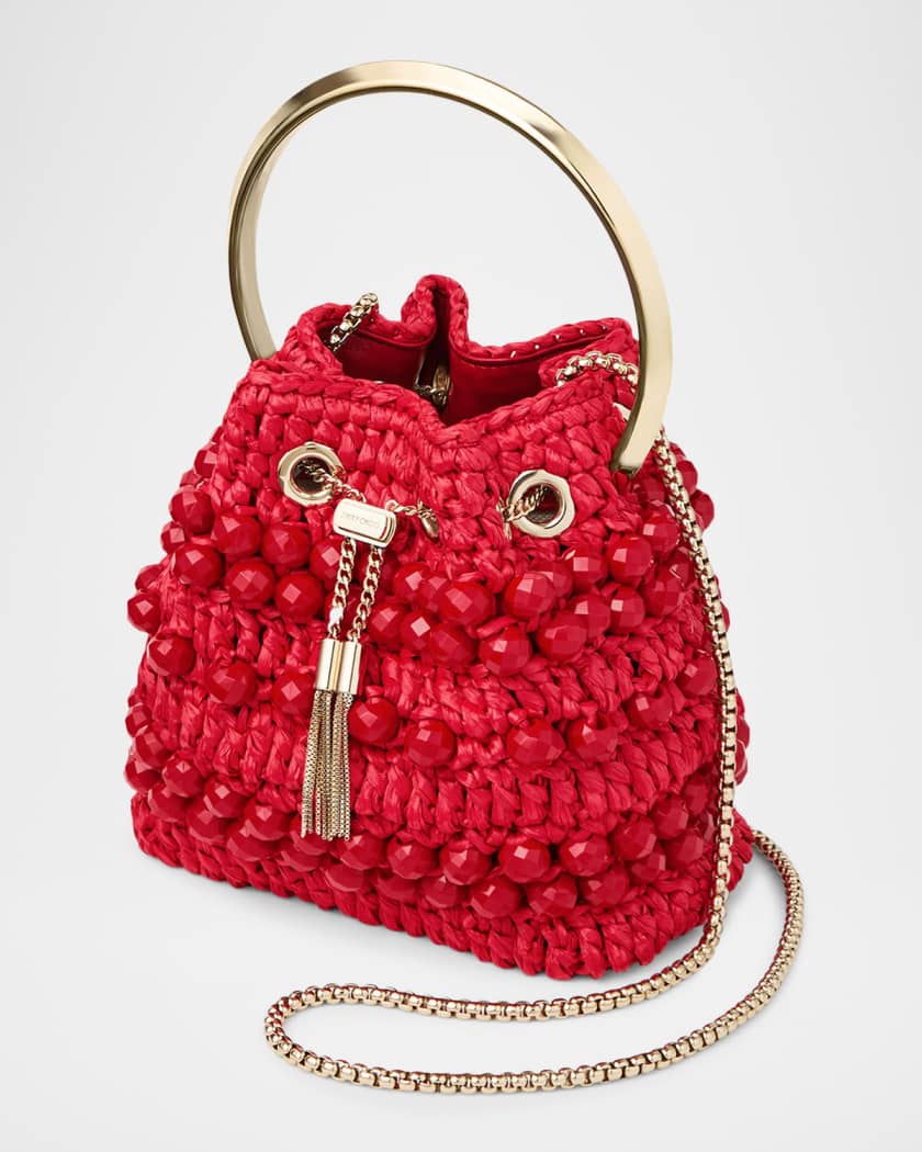 Jimmy Choo Riviera Bon Bon Beaded Raffia Top-Handle Bag | Neiman