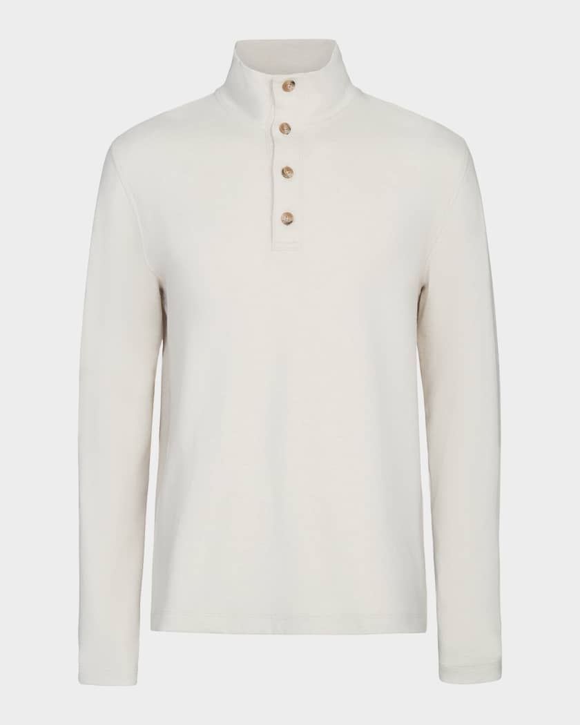 Vince Men's Cotton Four-Button Mock Neck Sweater | Neiman Marcus