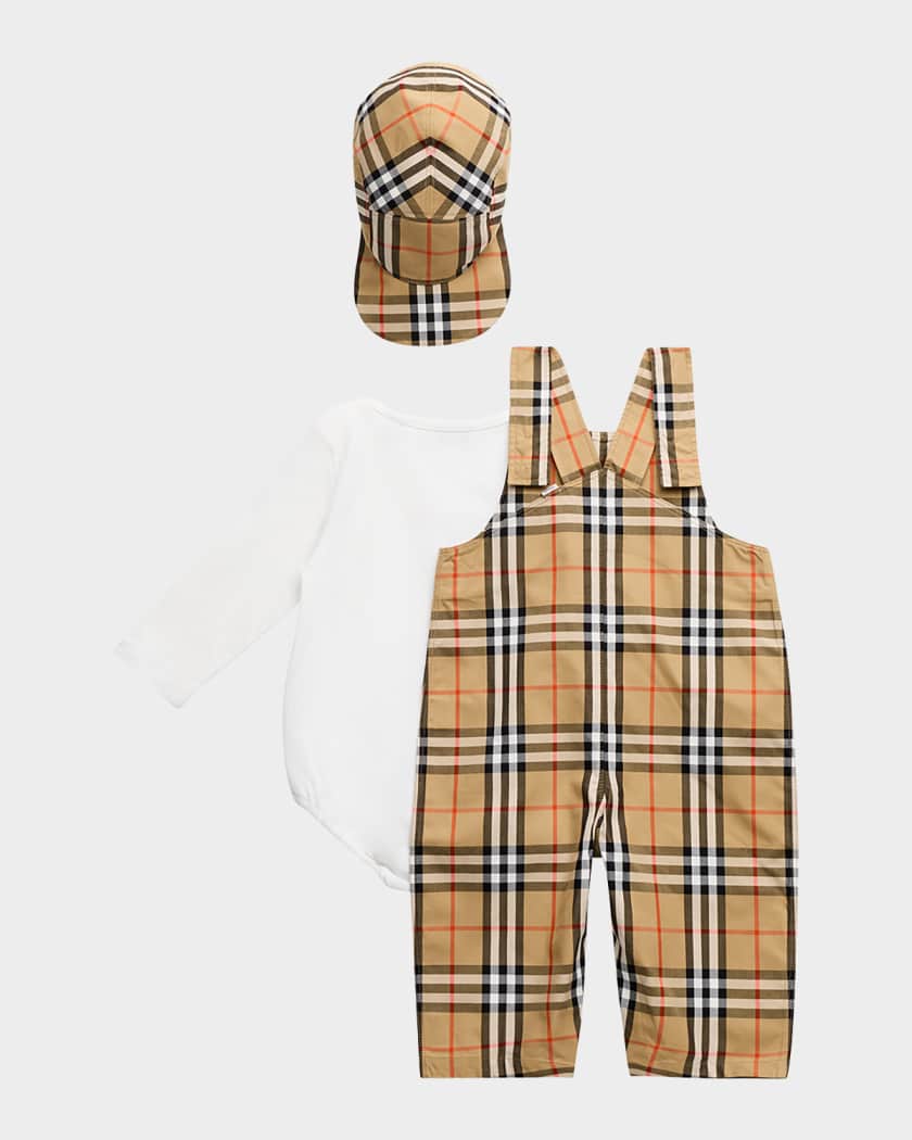 新品　未使用　BURBERRYチェックトリムコットンスリーピース ベイビー Burberry Boy's Check Cotton Three-Piece Gift Set, Size 1M-18M