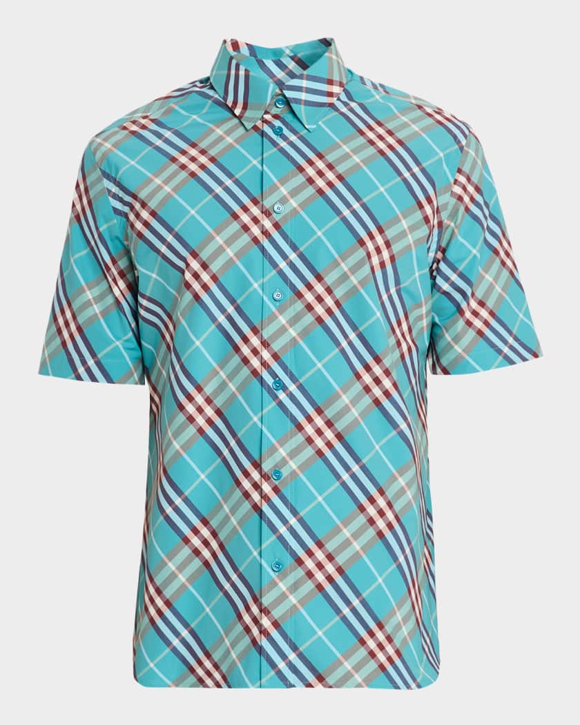 Burberry Men's Relaxed-Fit Check Cotton Short-Sleeve Shirt