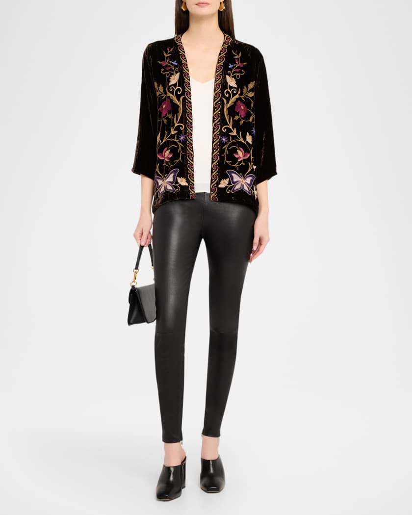 Johnny Was Carmina Floral-Embroidered Velvet Bolero | Neiman Marcus