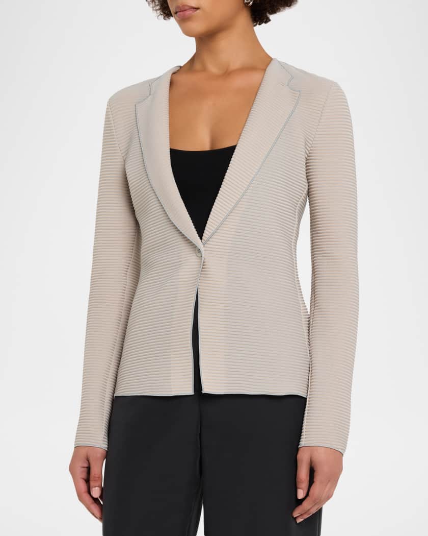 Emporio Armani Single-Button Ribbed Jersey Jacket | Neiman Marcus