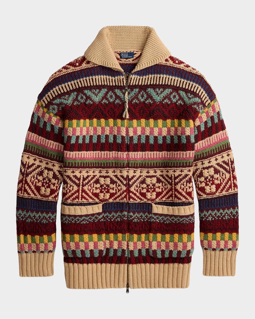 Polo Ralph Lauren Geometric Shawl-Collar Cardigan | Neiman Marcus