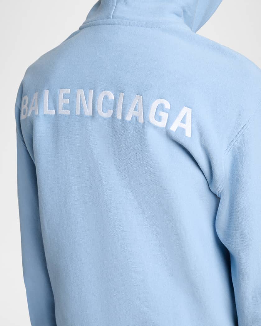 Balenciaga Logo Embroidered Regular Zip-Up Hoodie | Neiman Marcus