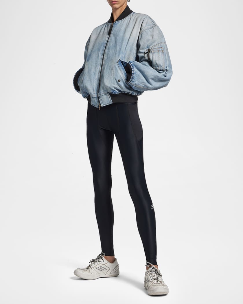 Balenciaga Denim Oversized Bomber Jacket | Neiman Marcus