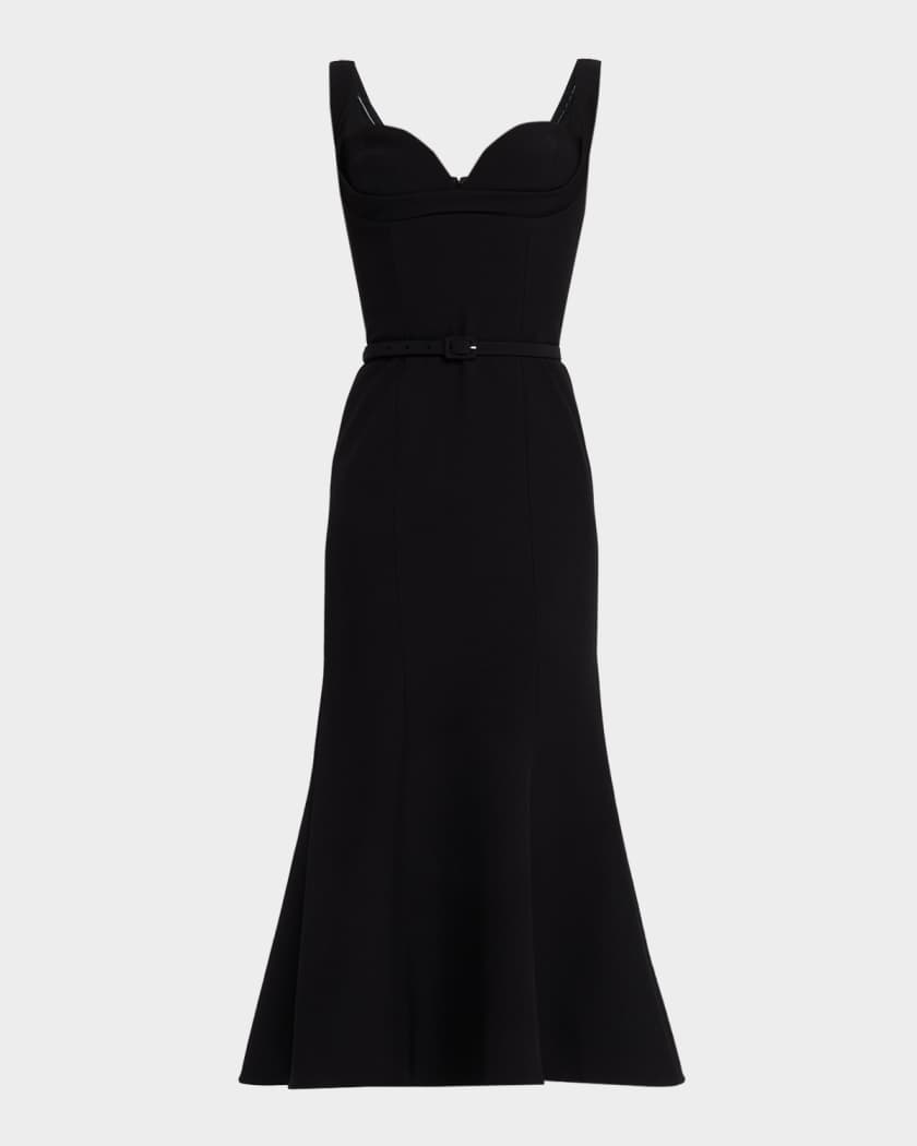 Belted Fit And Flare Midi Dress
