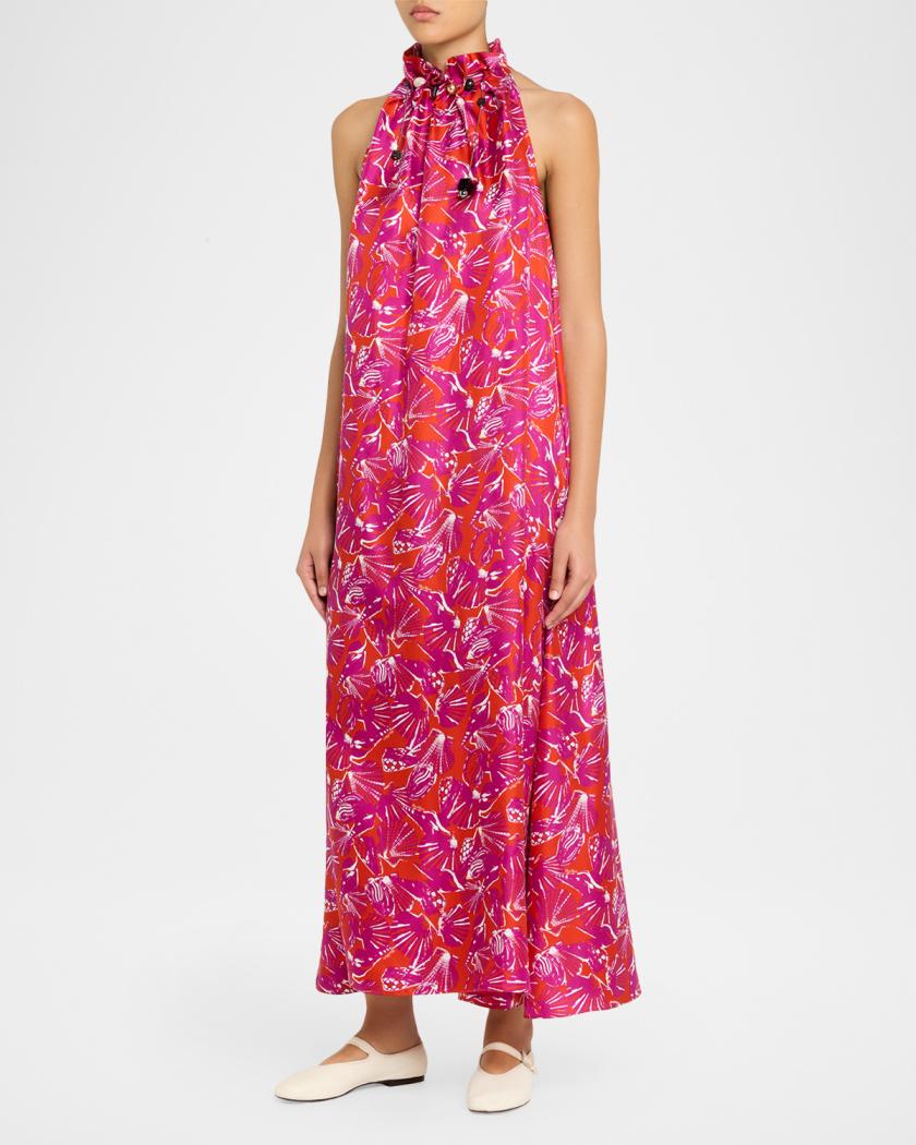 chinese dress ladies Max Mara Pure Silk V Neck Maxi Dress