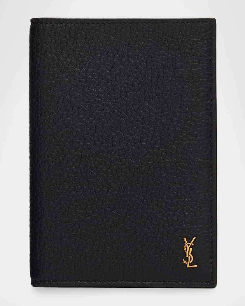 Saint Laurent Men's Tiny Cassandre YSL Passport Case in Grained