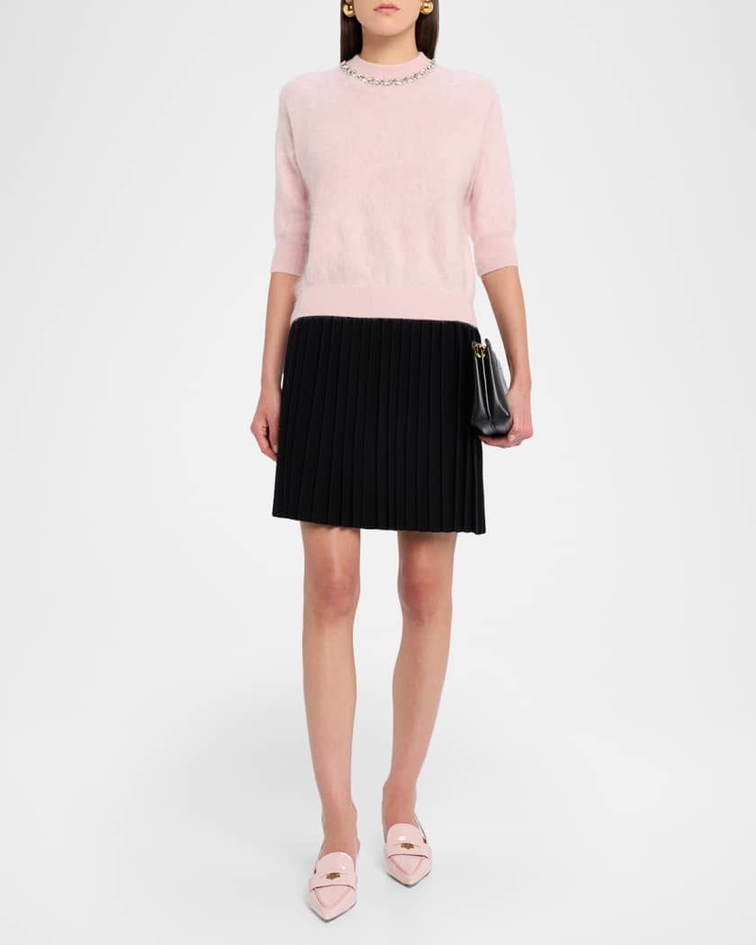Autumn Cashmere Crystal-Trim Brushed Cashmere Sweater | Neiman Marcus