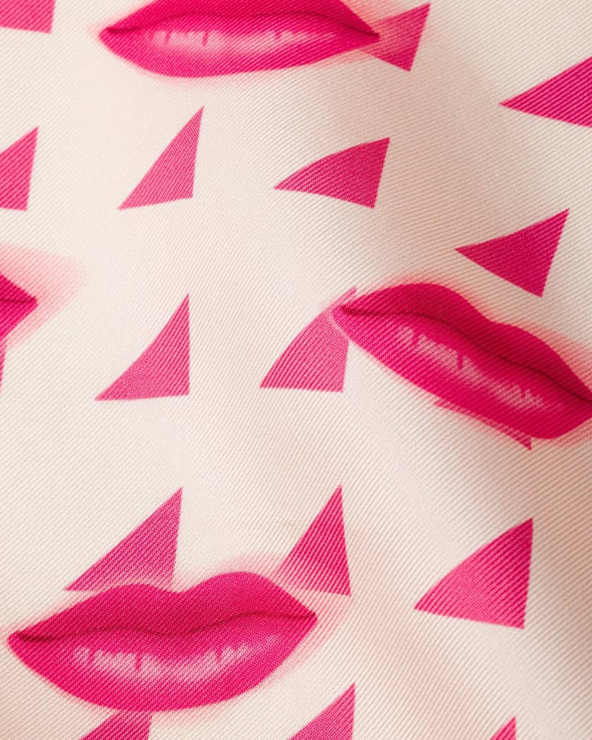 Prada Triangle Lip Silk Twill Scarf, 21