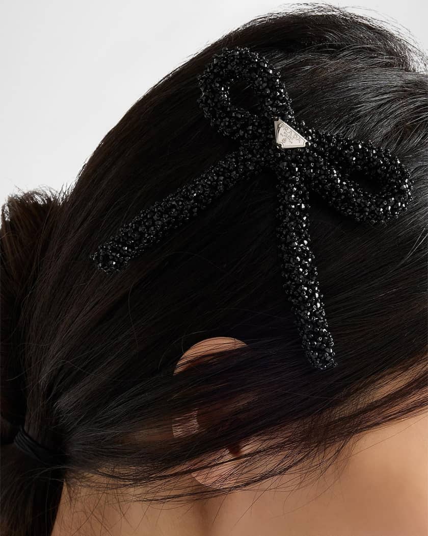 Prada Crystal-Embellished Bow Hair Clip | Neiman Marcus