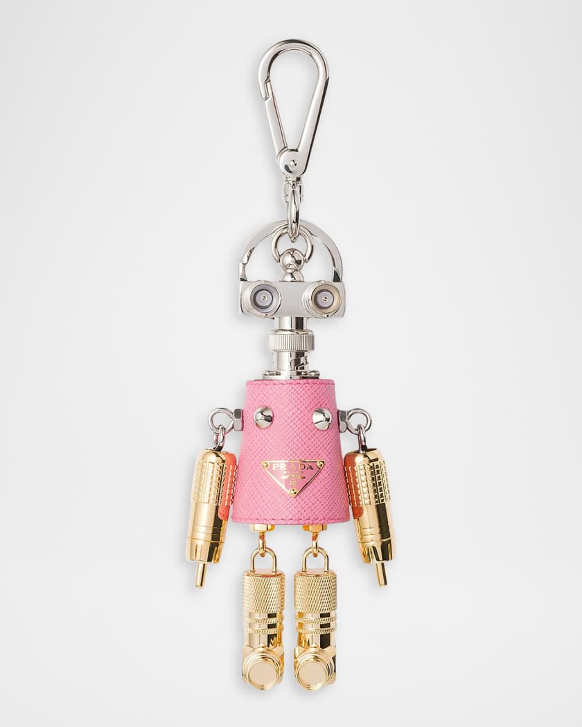 prada ロボットチャームキーリング saffiano Prada Robot Saffiano Leather Keychain Bag Charm | Neiman Marcus