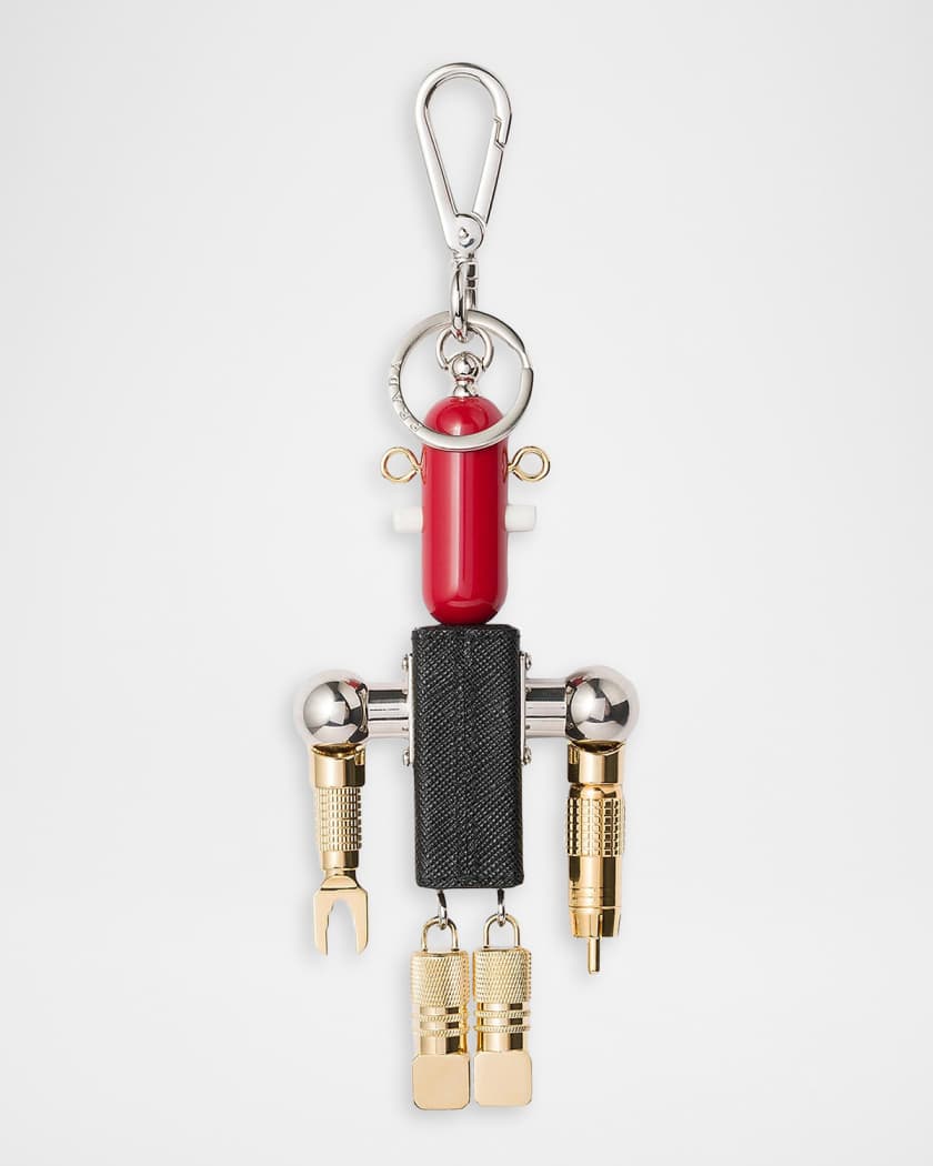 prada ロボットチャームキーリング saffiano Prada Robot Saffiano Leather Keychain Bag Charm | Neiman Marcus