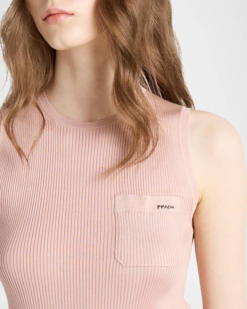 Prada Ribbed Silk Tank Top | Neiman Marcus