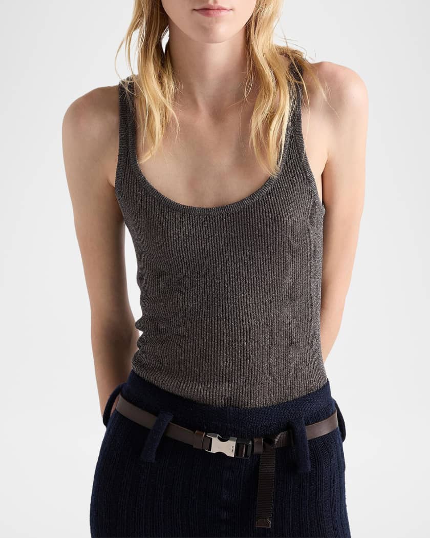Prada Lamé Knit Tank Top | Neiman Marcus