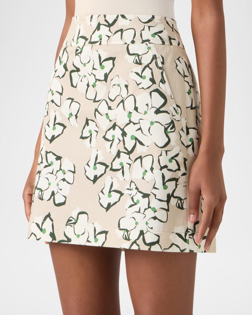Akris punto Floral Stretch Denim Mini Skirt | Neiman Marcus display picture 1