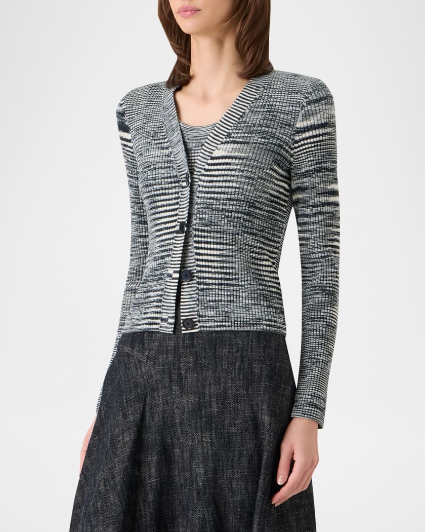 Akris punto Space Dye Ribbed Merino Cardigan | Neiman Marcus