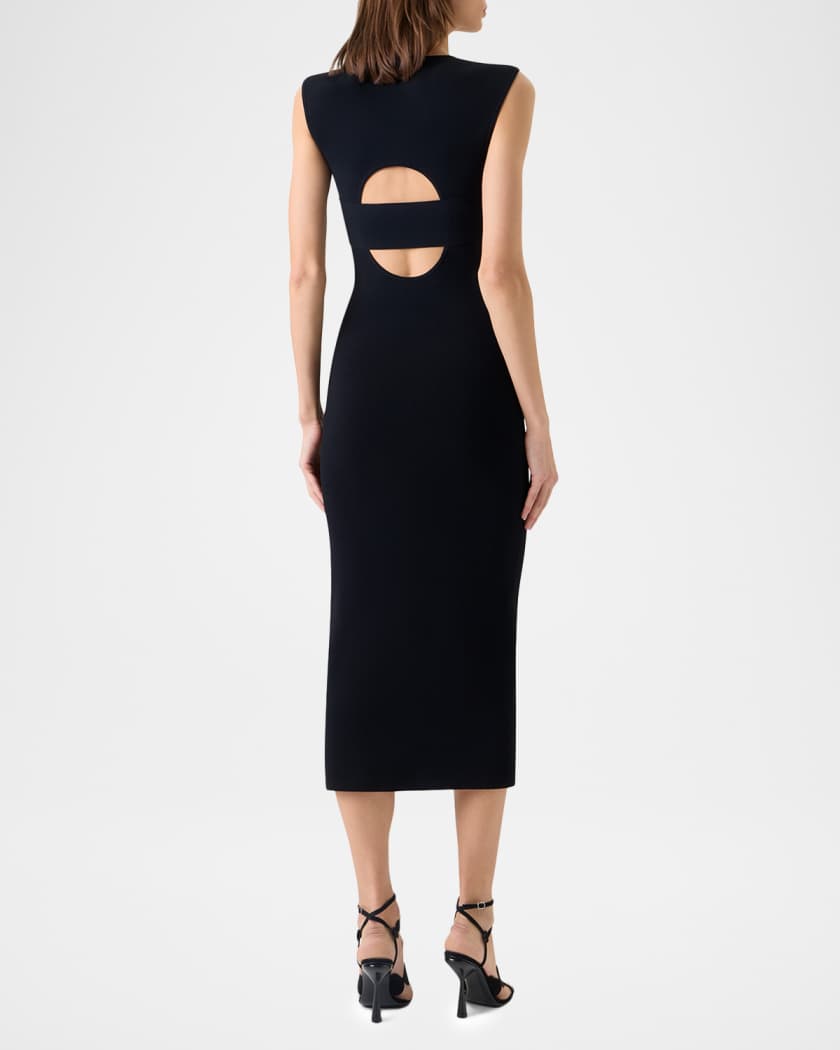 Akris punto Sleeveless Viscose Jersey Back-Cutout Midi Dress