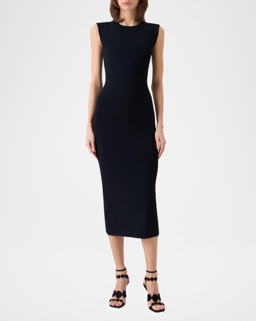 Akris punto Sleeveless Viscose Jersey Back-Cutout Midi Dress