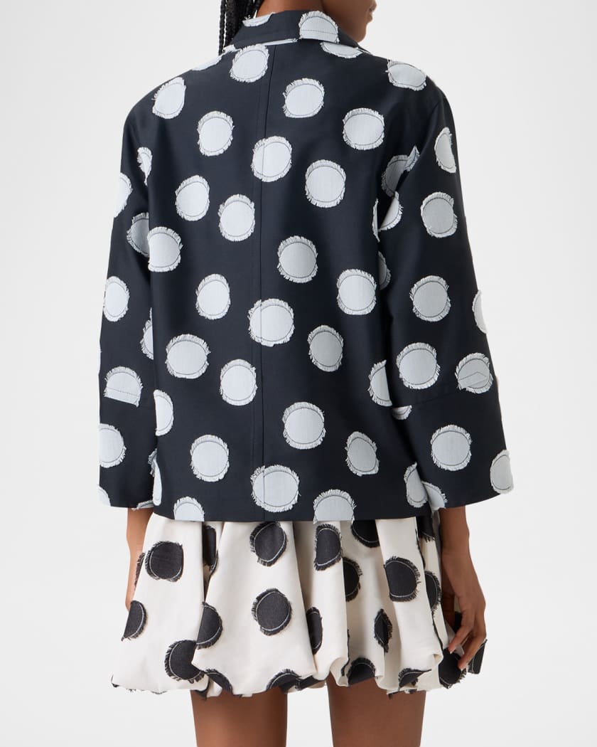 Akris punto Fringed Polka Dot Jacquard Oversized Jacket | Neiman