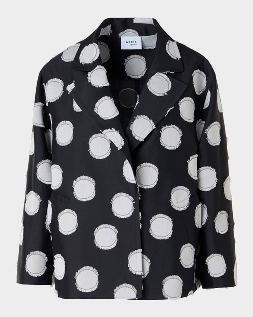 Akris punto Fringed Polka Dot Jacquard Oversized Jacket | Neiman