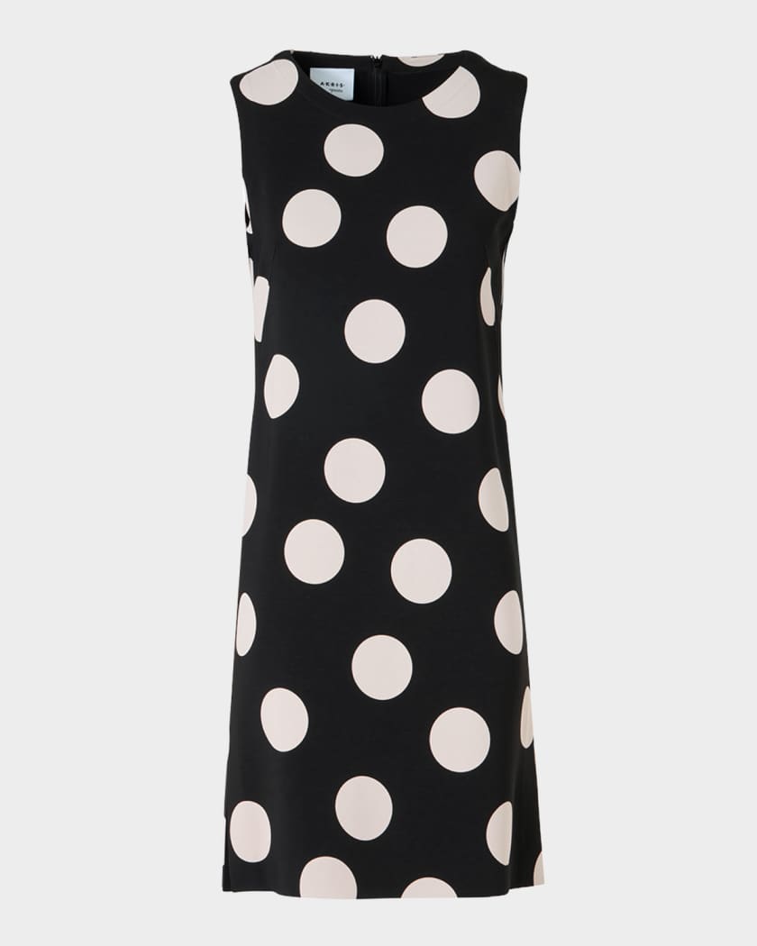 Akris punto Sleeveless XL Polka Dot Shift Dress | Neiman Marcus