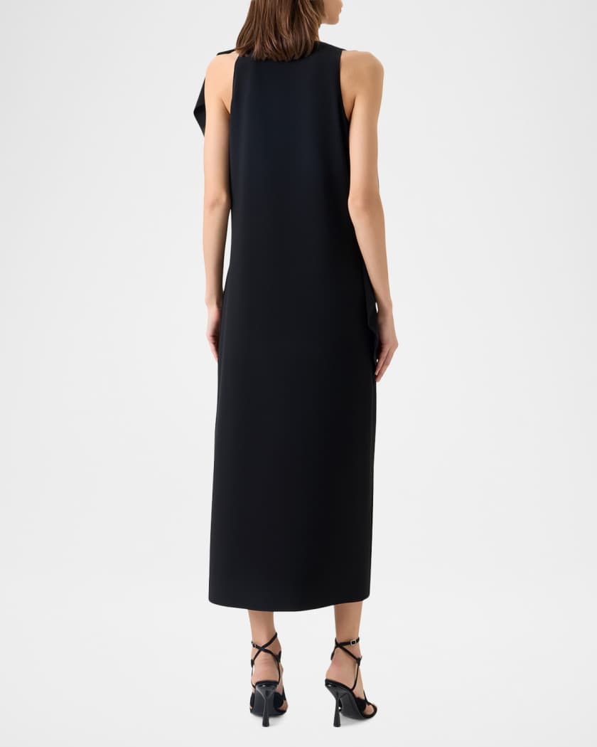 Akris punto Sleeveless Asymmetric Draped Papercut Flower Crepe