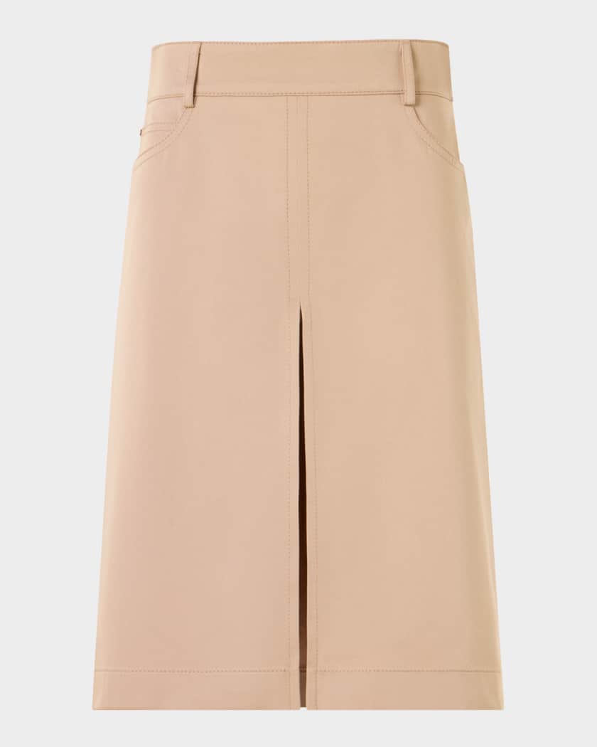 Akris punto Box Pleat Cotton Gabardine A-Line Skirt | Neiman Marcus
