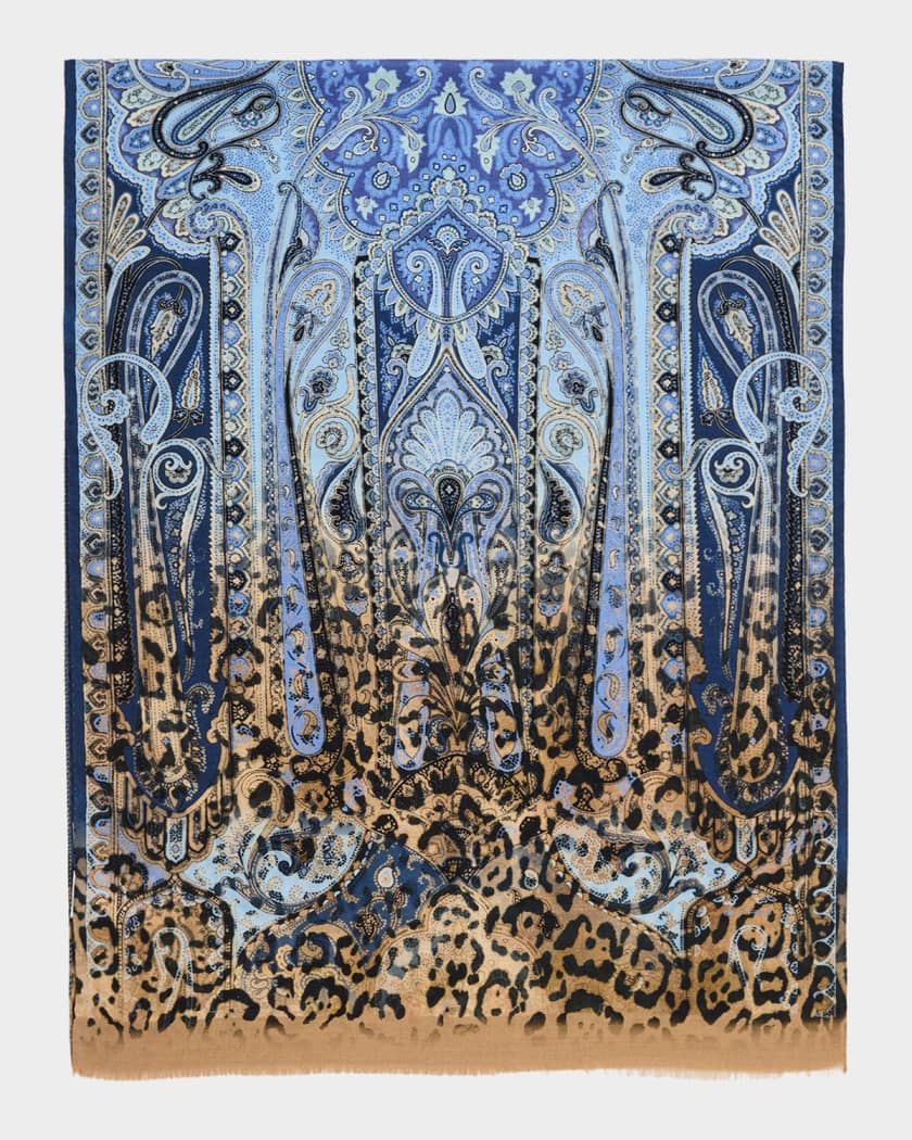 ETRO シルクスカーフ L'ALBERO DELLE MERAVIGLIE Etro Animal-Print Paisley Wool Silk Scarf | Neiman Marcus