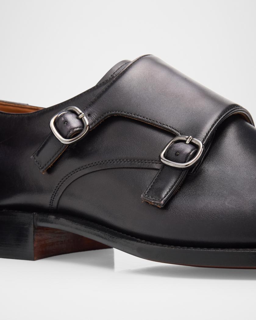Church\'s Black Leather Single Monk Strap Loafers with Silver Buckles Black Polished Binder Monk Strap | Church main image 3
