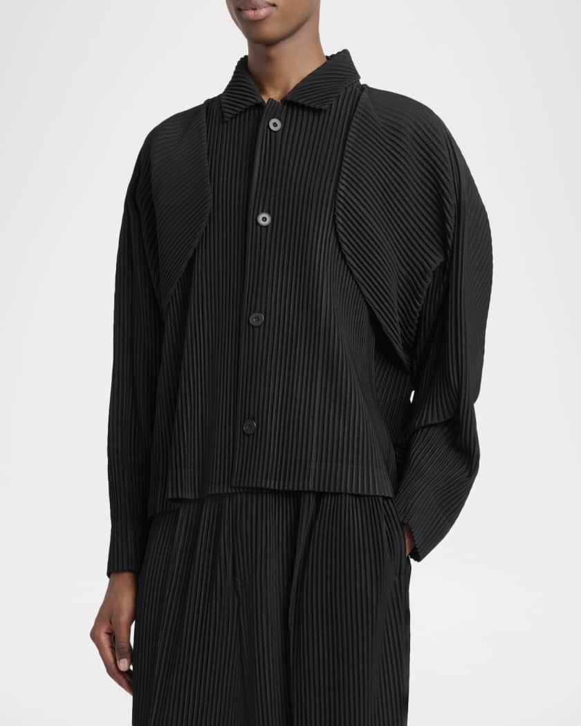 Homme Plisse Issey Miyake Men's Pleated Button-Down Shirt | Neiman