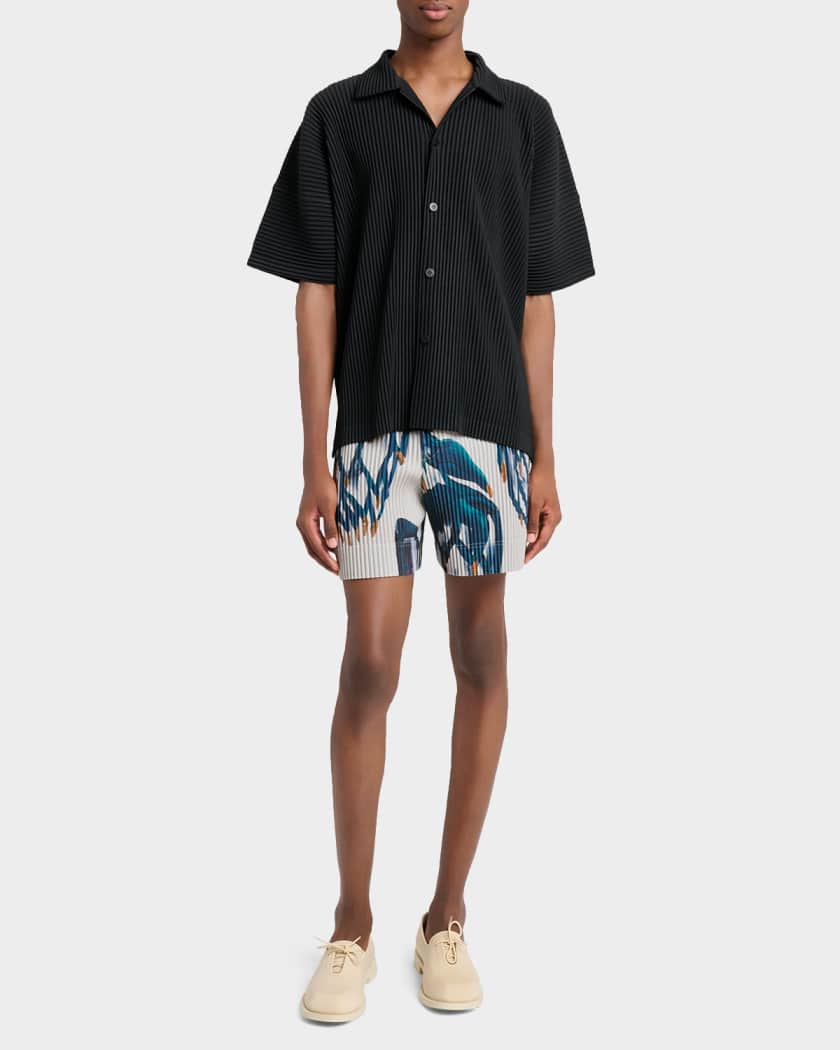 Homme Plisse Issey Miyake Men's Pleated Pull-On Shorts | Neiman Marcus