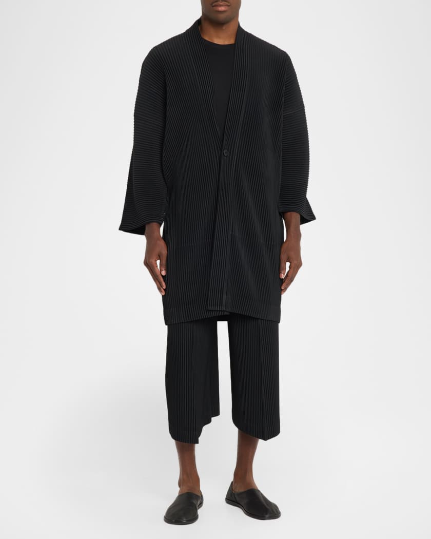 Homme Plisse Issey Miyake Men's Pleats Cropped Wide-Leg Trousers