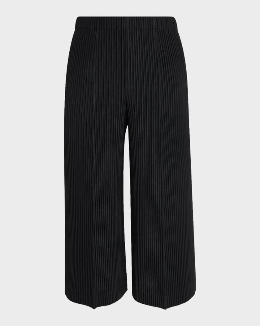 Homme Plisse Issey Miyake Men's Pleats Cropped Wide-Leg Trousers