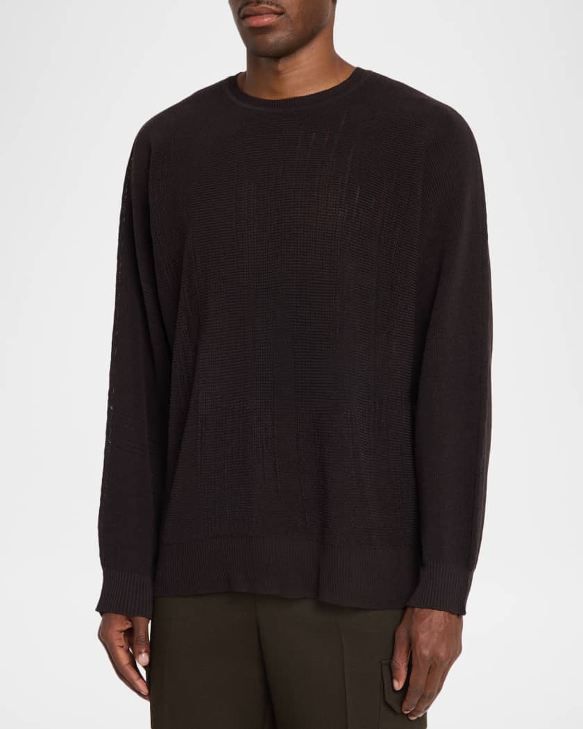 Homme Plisse Issey Miyake Men's Homme Plisse Sheer Knit Crewneck