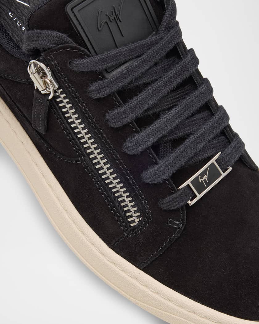 Men's Double-Zip Suede Low-Top Sneakers | Neiman Marcus