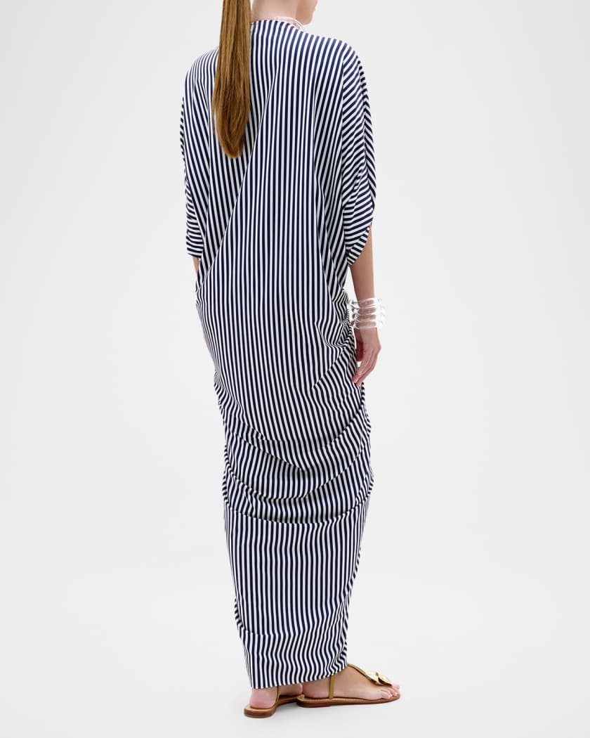 Silvia Tcherassi Fiore Striped Twist Tunic Maxi Dress