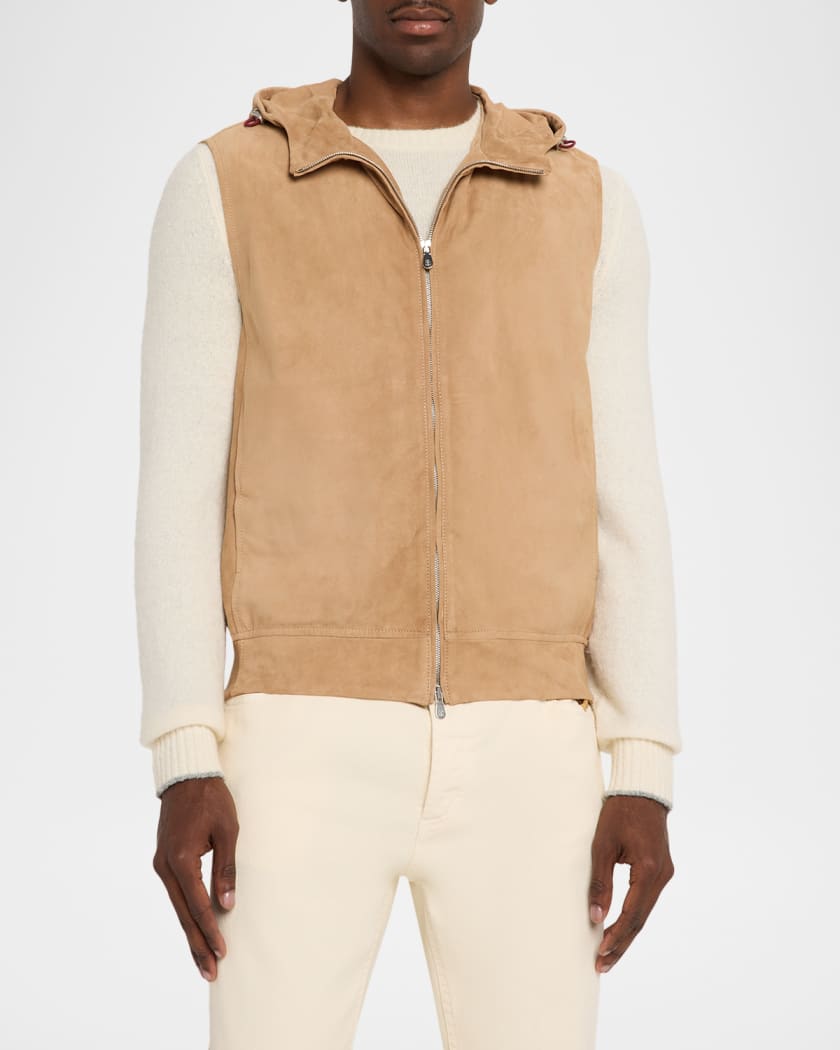BRUNELLO CUCINELLI フーデッドベスト S ノースリーブパーカー Brunello Cucinelli - Navy Blue Wool Quilted Down Hooded Vest