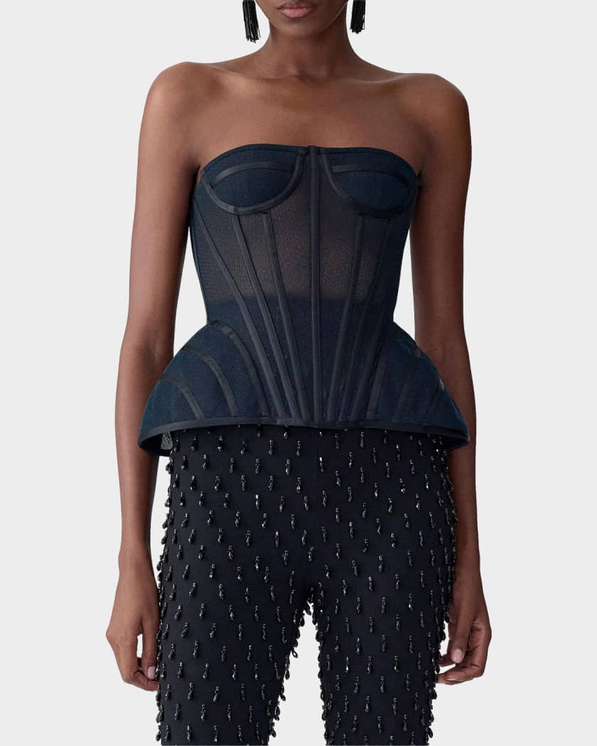 Carolina Herrera Strapless Exaggerated Peplum Bustier Top | Neiman