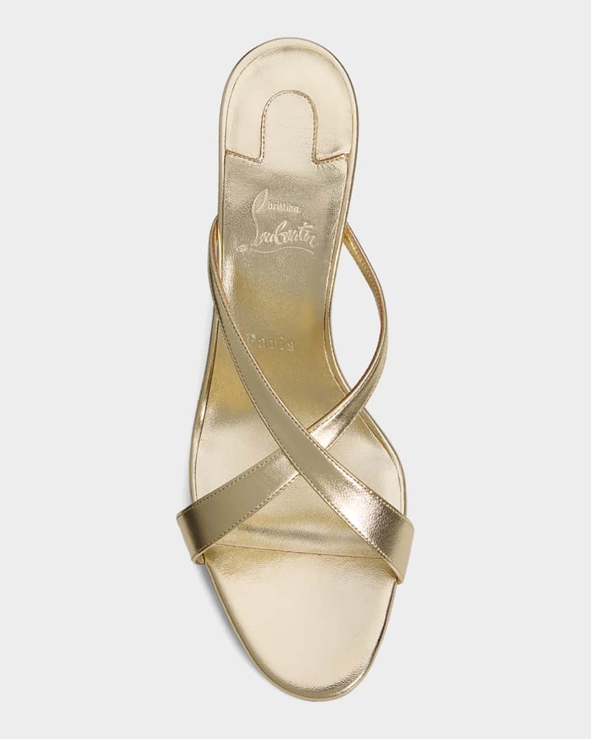 Christian Louboutin 80mm Mulazee Metallic Leather Sandals | Neiman