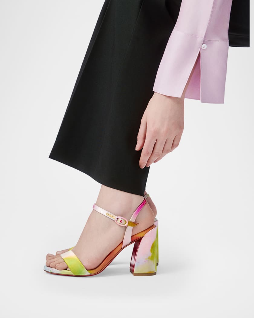 Christian Louboutin 85mm Jane Tie-Dye Satin Sandals | Neiman Marcus